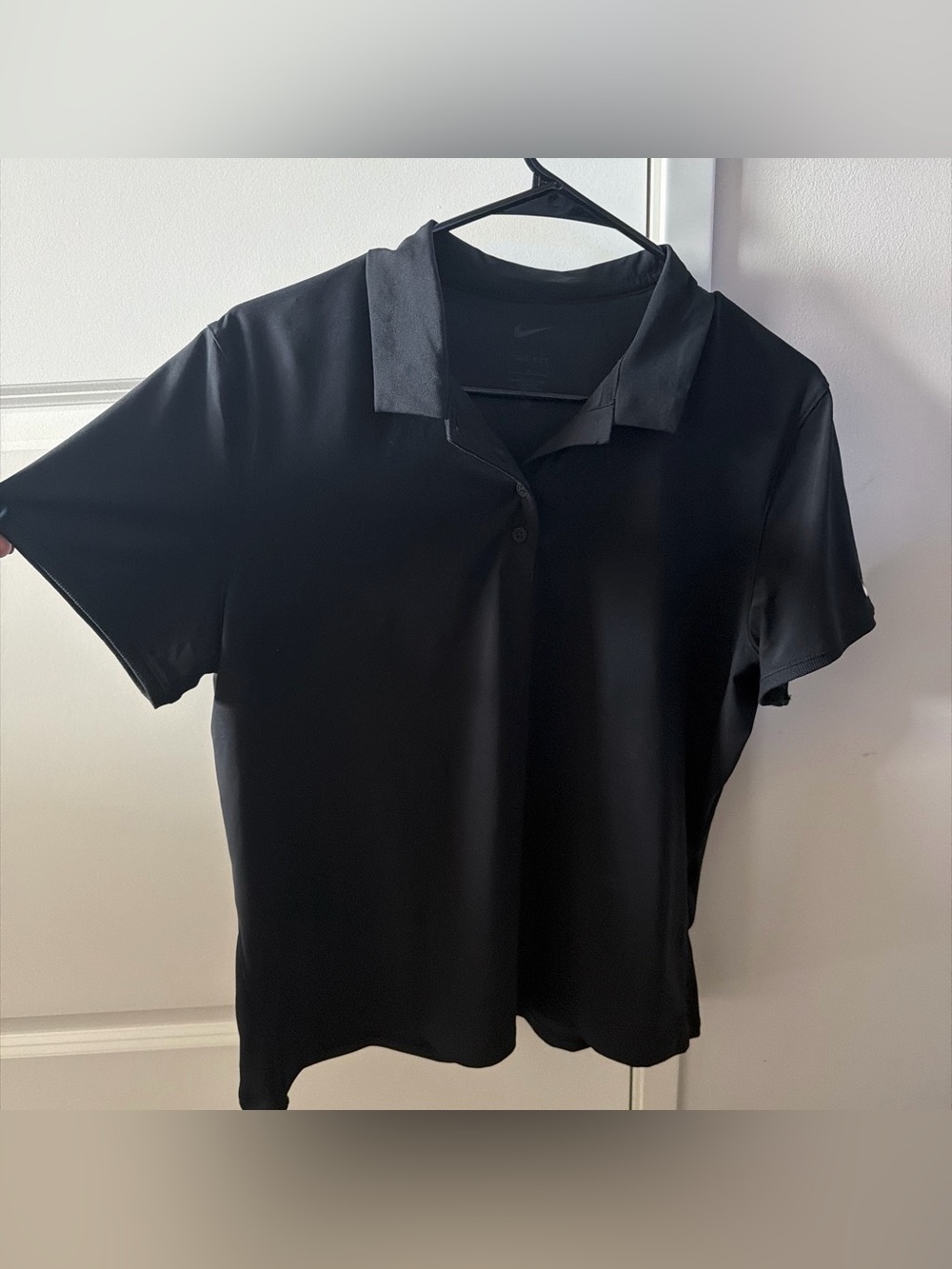 Nike Women's Black Short-Sleeve Button-Down Polo